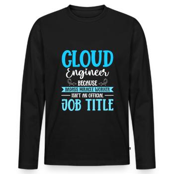 Administrateur Cloud Devops - T-shirt manches longues Premium bio Homme - noir - Devant - Nico (187cm)