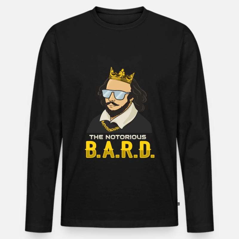 William Shakespeare mit Krone - Männer Premium Bio Langarmshirt - Schwarz