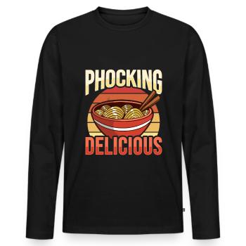 Phocking Délicieuse soupe de nouilles Pho asiatique Pho - T-shirt manches longues Premium bio Homme - noir - Devant - Nico (187cm)