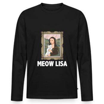 Mona Lisa Cat Art Lovers Cat Lovers - T-shirt manches longues Premium bio Homme - noir - Devant - Nico (187cm)
