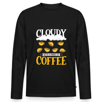 Cloudy with a chance for coffee design - Men's Premium Organic Long Sleeve Shirt - black - Front - Nico (187cm)