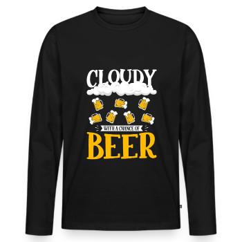 Nuageux avec une chance pour la conception de la bière - T-shirt manches longues Premium bio Homme - noir - Devant - Nico (187cm)