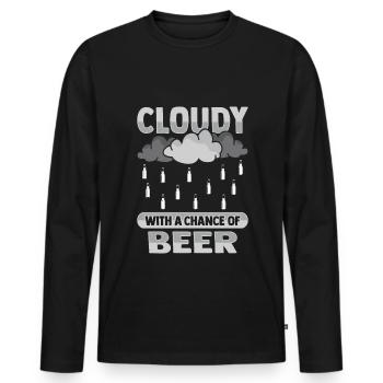 Nuageux avec une chance pour la conception de la bière - T-shirt manches longues Premium bio Homme - noir - Devant - Nico (187cm)
