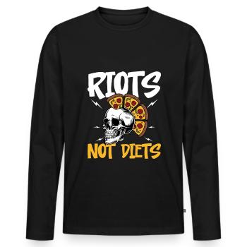 RIOTS NOT DIETS Design für einen Hobby-Pizzabäcker - Männer Premium Bio Langarmshirt - Schwarz - Vorne - Nico (187cm)