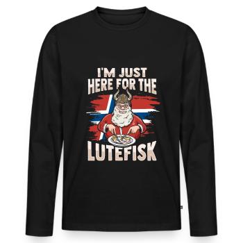 I'm only here for the Lutefisk - Men's Premium Organic Long Sleeve Shirt - black - Front - Nico (187cm)
