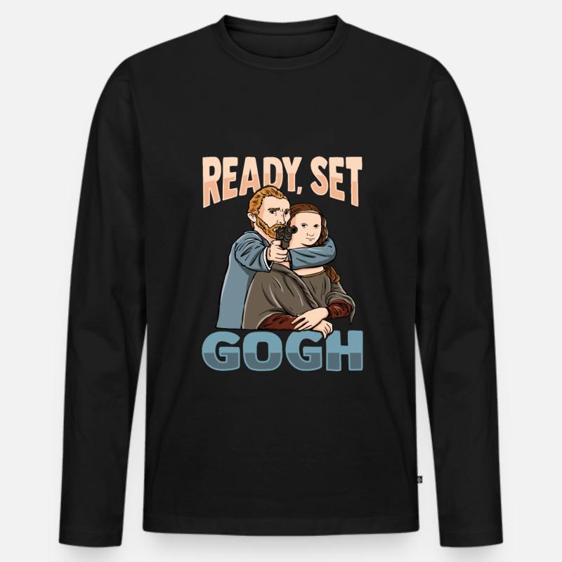 Van Gogh Kunst Mona Lisa - Männer Premium Bio Langarmshirt - Schwarz