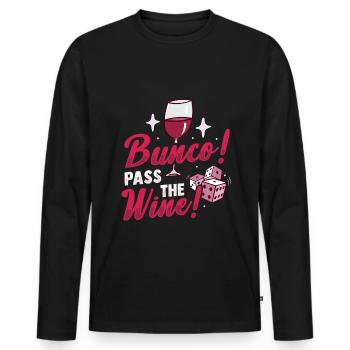 Bunco Pass the Wine Design for Bunco Babe and Wine - Men's Premium Organic Long Sleeve Shirt - black - Front - Nico (187cm)