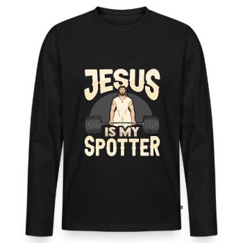Jésus est mon spotter design pour Dieu Croyant A - T-shirt manches longues Premium bio Homme - noir - Devant - Nico (187cm)