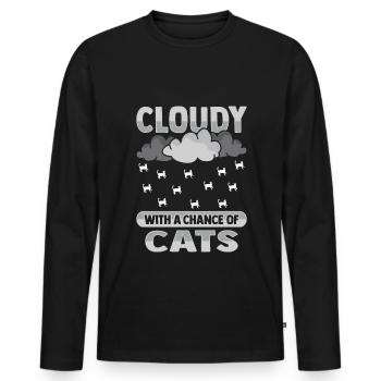 Nuageux avec une chance pour la conception de chat - T-shirt manches longues Premium bio Homme - noir - Devant - Nico (187cm)