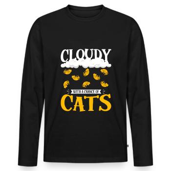 Nuageux avec une chance de conception de chat - T-shirt manches longues Premium bio Homme - noir - Devant - Nico (187cm)