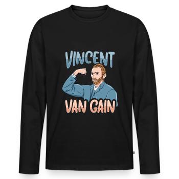 Vincent Van Gain Van Gogh Art lover - Men's Premium Organic Long Sleeve Shirt - black - Front - Nico (187cm)