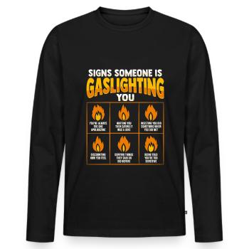 Féminisme Gaslightning Design pour un - T-shirt manches longues Premium bio Homme - noir - Devant - Nico (187cm)