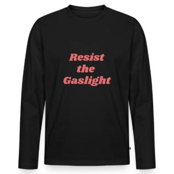 Feminism Resist the Gaslight - Men's Premium Organic Long Sleeve Shirt - black - Front - Nico (187cm)