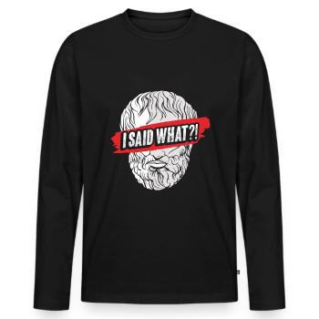 Socrates Philosophy - Men's Premium Organic Long Sleeve Shirt - black - Front - Nico (187cm)