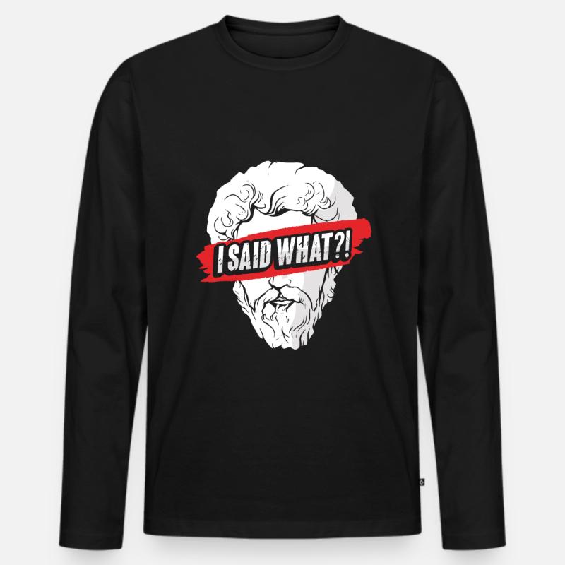 Markus Aurelius Philosophie - Männer Premium Bio Langarmshirt - Schwarz
