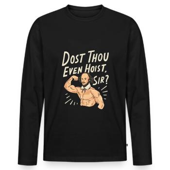 Citation de William Shakespeare - T-shirt manches longues Premium bio Homme - noir - Devant - Nico (187cm)