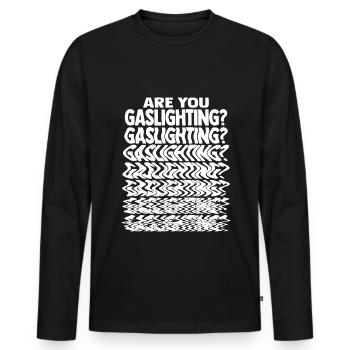 Féminisme Gaslightning - T-shirt manches longues Premium bio Homme - noir - Devant - Nico (187cm)