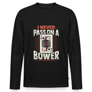 Card Game Euchre - Men's Premium Organic Long Sleeve Shirt - black - Front - Nico (187cm)