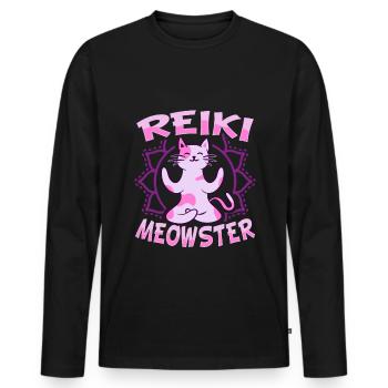 Reiki Energy Cat for a Reiki Healer - Men's Premium Organic Long Sleeve Shirt - black - Front - Nico (187cm)