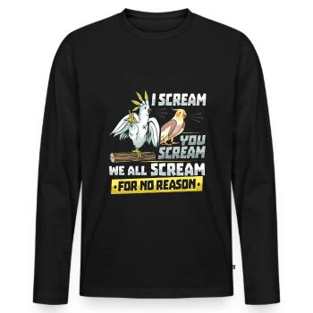 Oiseau tropical Cry Perroquet Cacatoès - T-shirt manches longues Premium bio Homme - noir - Devant - Nico (187cm)