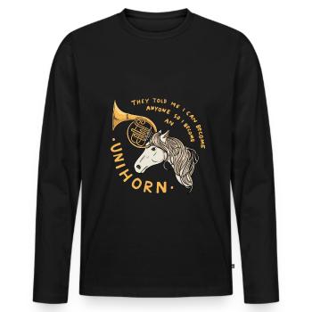 Français Licorne Corne - T-shirt manches longues Premium bio Homme - noir - Devant - Nico (187cm)