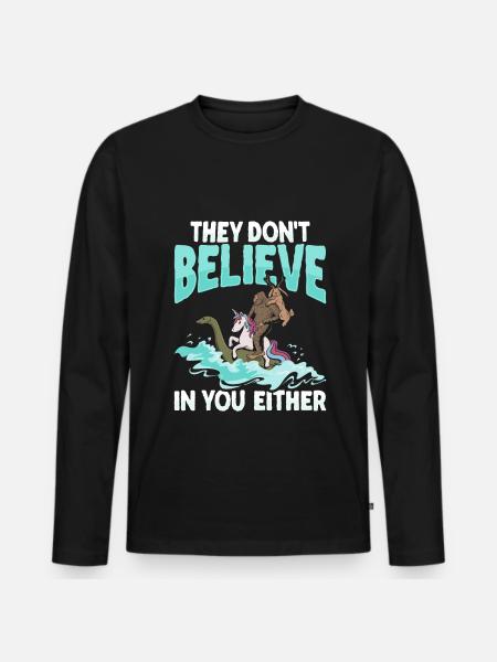 Cryptozoology Cryptid Bigfoot Unicorn Loch Ness - Men's Premium Organic Long Sleeve Shirt - black