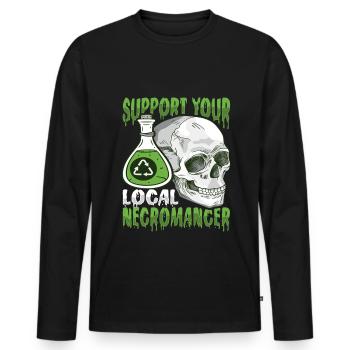 Unterstützen Sie Ihren lokalen Nekromanten Undead - Männer Premium Bio Langarmshirt - Schwarz - Vorne - Nico (187cm)