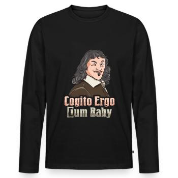 Descartes Cogito Ergo Philosophy - Men's Premium Organic Long Sleeve Shirt - black - Front - Nico (187cm)