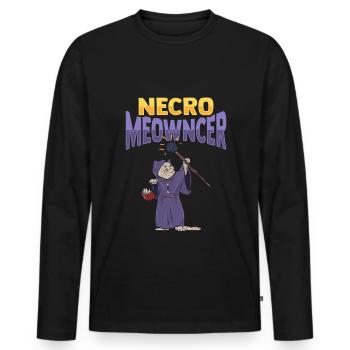 Cat Necro Meowncer Necromancer Design für einen - Männer Premium Bio Langarmshirt - Schwarz - Vorne - Nico (187cm)