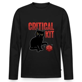 D20 Cat design for an RPG GAMER - Men's Premium Organic Long Sleeve Shirt - black - Front - Nico (187cm)
