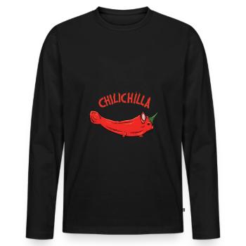 Tiere Rote Chilischote "chilichilla" - Männer Premium Bio Langarmshirt - Schwarz - Vorne - Nico (187cm)