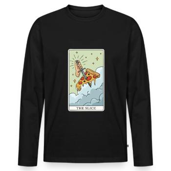 Pizza Tarot Card "The Slice" for a - Men's Premium Organic Long Sleeve Shirt - black - Front - Nico (187cm)