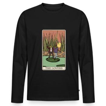 Cottagecore Frog Tarot Card "The Lovers" for a - Men's Premium Organic Long Sleeve Shirt - black - Front - Nico (187cm)