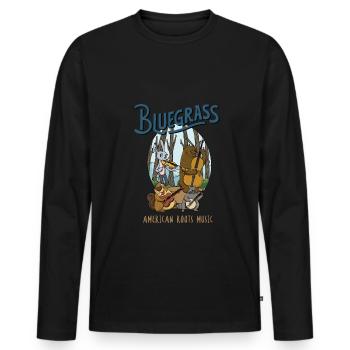 Witziges Bluegrass-Musiker-Design für - Männer Premium Bio Langarmshirt - Schwarz - Vorne - Nico (187cm)