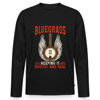 Witziges Bluegrass-Musiker-Design für - Männer Premium Bio Langarmshirt - Schwarz - Vorne - Nico (187cm)