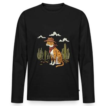 Conception de chat texan - T-shirt manches longues Premium bio Homme - noir - Devant - Nico (187cm)