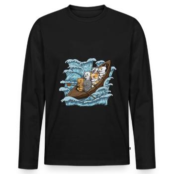 Paddelboot Katzen Designs für eine Rudermannschaft - Männer Premium Bio Langarmshirt - Schwarz - Vorne - Nico (187cm)