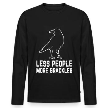 Blackbird Grackle Bird Design pour les ornithologues amateurs - T-shirt manches longues Premium bio Homme - noir - Devant - Nico (187cm)