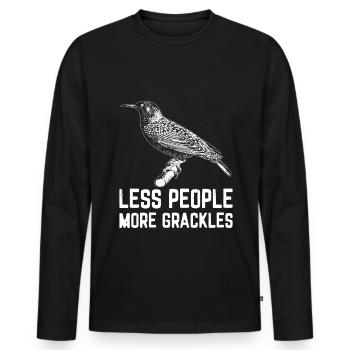 Blackbird Grackle Bird Design pour les ornithologues amateurs - T-shirt manches longues Premium bio Homme - noir - Devant - Nico (187cm)