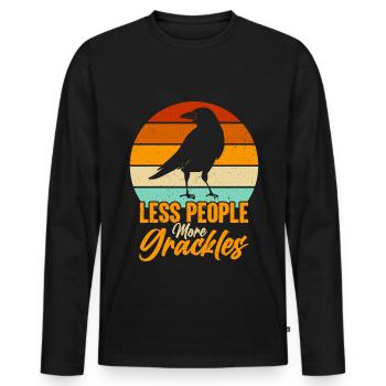 Blackbird Grackle Bird Design pour les ornithologues amateurs - T-shirt manches longues Premium bio Homme - noir - Devant - Nico (187cm)