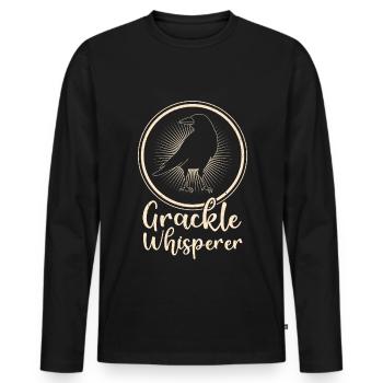 Blackbird Grackle Bird Design pour les ornithologues amateurs - T-shirt manches longues Premium bio Homme - noir - Devant - Nico (187cm)