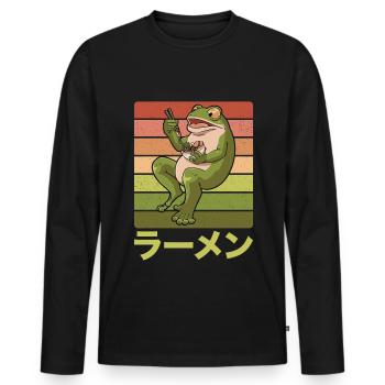 Toad frog eats ramen soup Design for a - Men's Premium Organic Long Sleeve Shirt - black - Front - Nico (187cm)