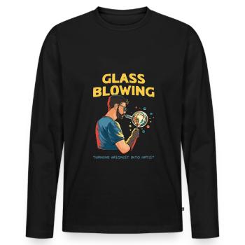 Handblown glass design for a glassblower - Men's Premium Organic Long Sleeve Shirt - black - Front - Nico (187cm)