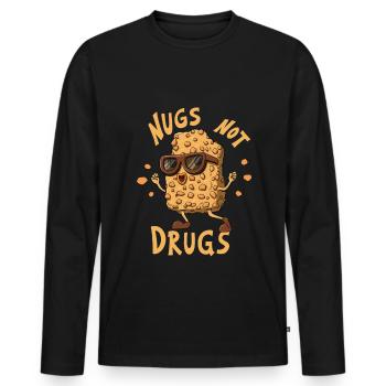 Nugs Not Drugs Chicken Nuggets - Men's Premium Organic Long Sleeve Shirt - black - Front - Nico (187cm)