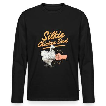 Silkie Chicken Dad Poulet chinois en soie - T-shirt manches longues Premium bio Homme - noir - Devant - Nico (187cm)
