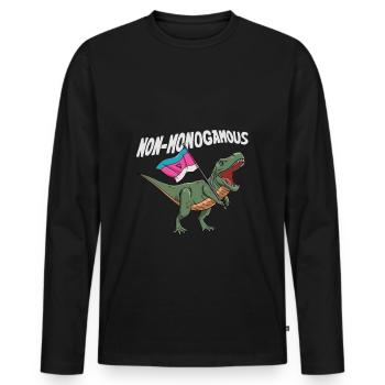Dreiergruppe Nicht monogam Trex polyamorös - Männer Premium Bio Langarmshirt - Schwarz - Vorne - Nico (187cm)