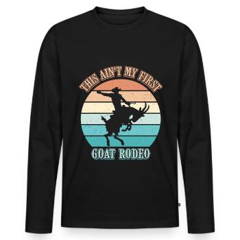 Ce n’est pas mon premier rodéo de chèvre Bronc Riding - T-shirt manches longues Premium bio Homme - noir - Devant - Nico (187cm)