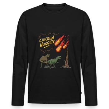 T-Rex Chicken Nuggets Graphique - T-shirt manches longues Premium bio Homme - noir - Devant - Nico (187cm)