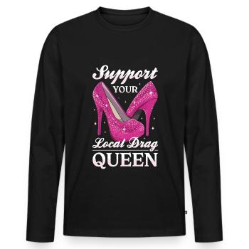 LGBTQ Soutenez votre drag queen locale - T-shirt manches longues Premium bio Homme - noir - Devant - Nico (187cm)
