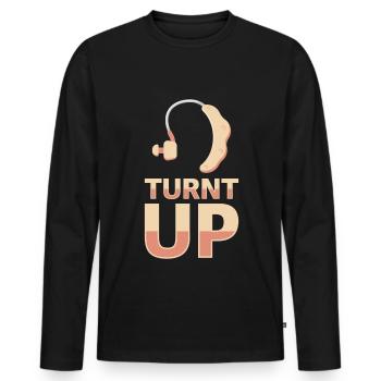 Hearing aid raises awareness for the deaf - Men's Premium Organic Long Sleeve Shirt - black - Front - Nico (187cm)